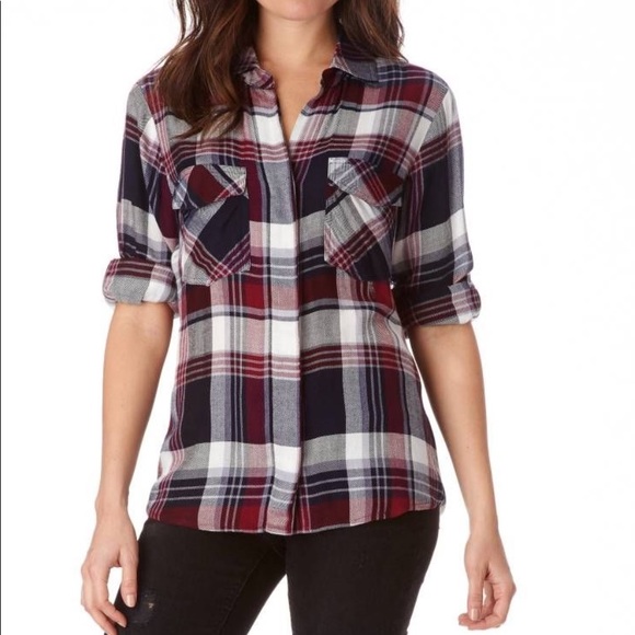Sam Edelman Riley Plaid Boyfriend Shirt - Picture 1 of 4